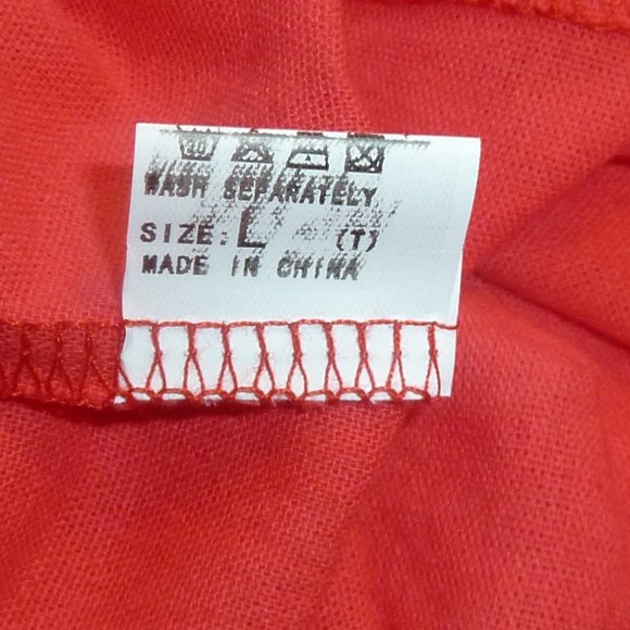 V-Neck Collared Dress, Sleeveless, Short Poppy Coral, W/Belt, Buttons Pockets, L - Picture 9 of 9